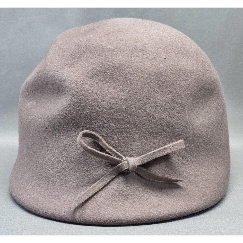 Vintage Henry Pollak Glenover Tan 100% Wool Hat‎ Cloche New York Ribbon USA